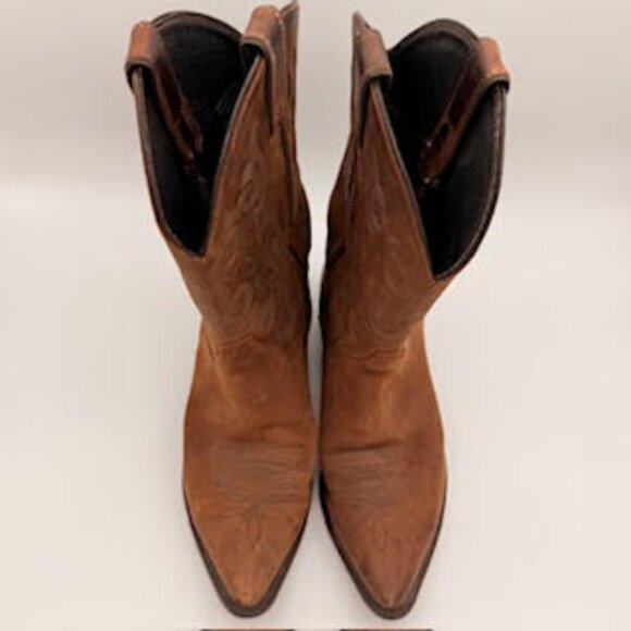 Justin Cowboy Boots Brown Leather Western Embroidered Men’s 9B (Women’s 10.5) - Picture 5 of 15
